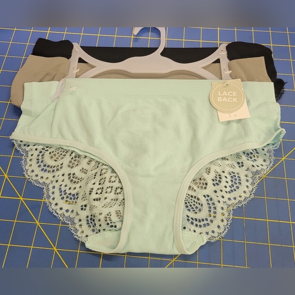 Just Be  Set of 3 Light Blue, Gray & Black Bikini Lace - Picture 1 of 3